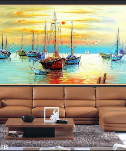 Tranh sơn dầu con thuyền 175TB