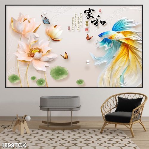 Tranh treo tường 3D hoa sen 1899TCK