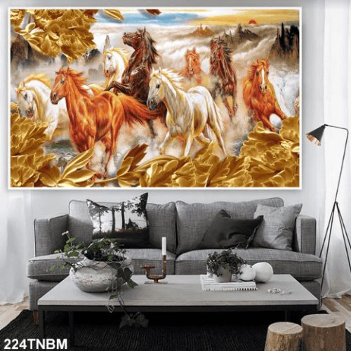 Tranh phong thủy bát mã đẹp 224TNBM