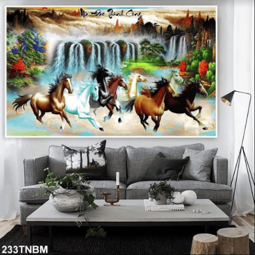 Tranh ngựa chạy dưới thác nước 233TNBM