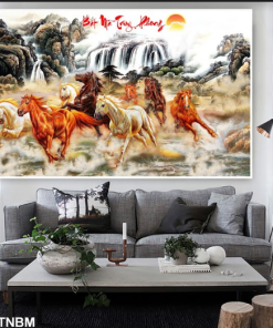 Tranh sơn dầu 8 con ngựa chạy 284TNBM