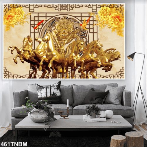 Tranh ngựa bát mã đẹp 461TNBM