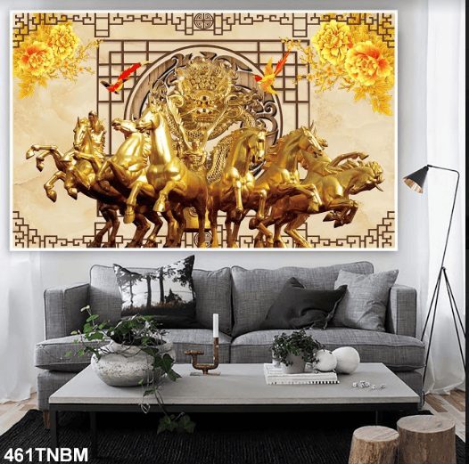 Tranh ngựa bát mã đẹp 461TNBM