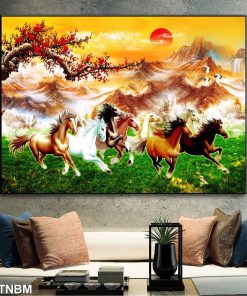 Tranh ngựa chạy trên đồng cỏ xanh 645TNBM