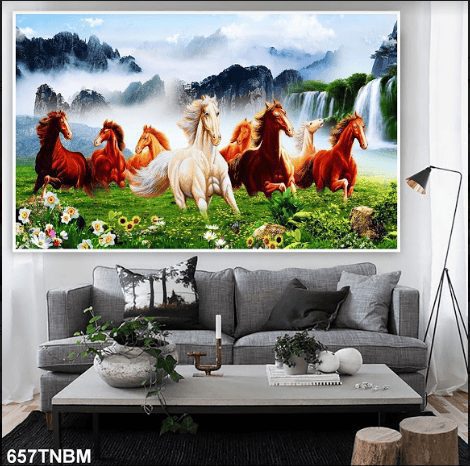 Tranh bát mã chạy trên đồng cỏ 657TNBM