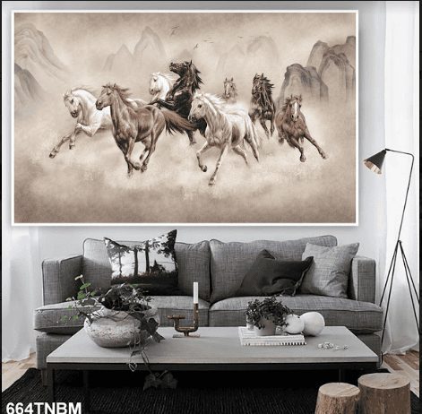 Tranh 3D 8 con ngựa đẹp 664TNBM