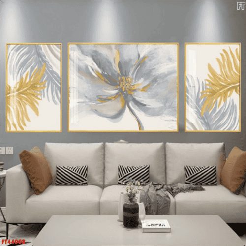 Tranh tráng gương hoa lá trừu tượng FT44008