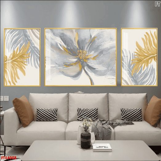 Tranh tráng gương hoa lá trừu tượng FT44008