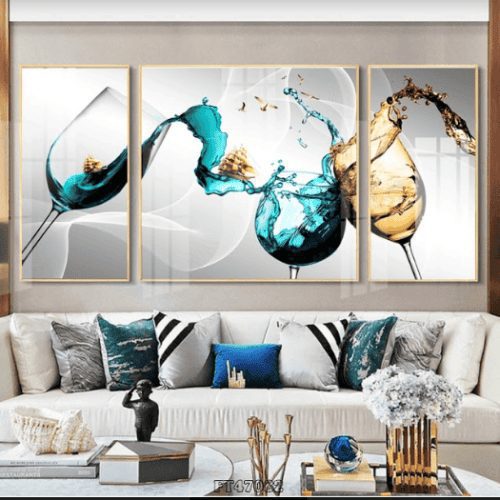 Tranh bộ 3 ly rượu đẹp FT47082