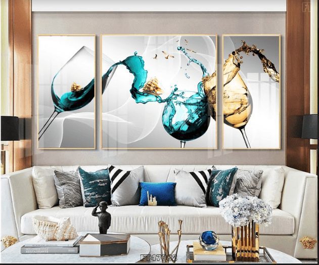 Tranh bộ 3 ly rượu đẹp FT47082