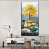 Tranh tráng gương nai vàng và cây tài lộc FT47090