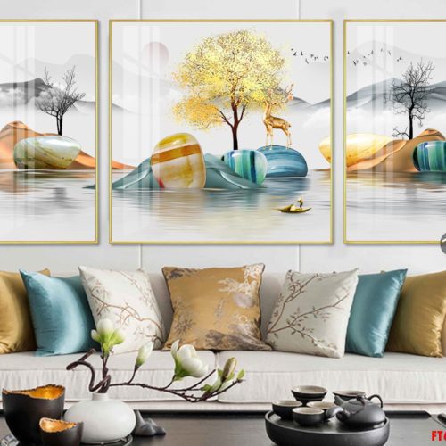 Tranh nai vàng tài lộc FT60011