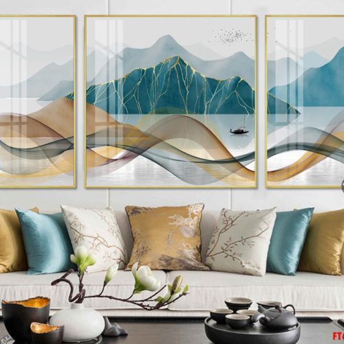 Tranh tráng gương thuyền và sông FT60033