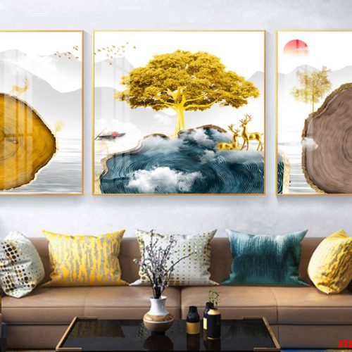 Tranh nai vàng và chiếc thuyền FT60134