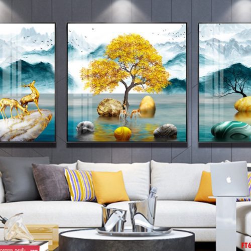 Tranh cây tài lộc và đá pha lê FT60202
