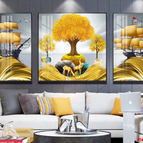 Tranh tráng gương cây tài lộc FT60215