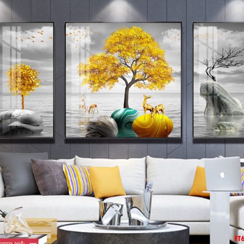 Tranh tráng gương cây tài lộc FT60223