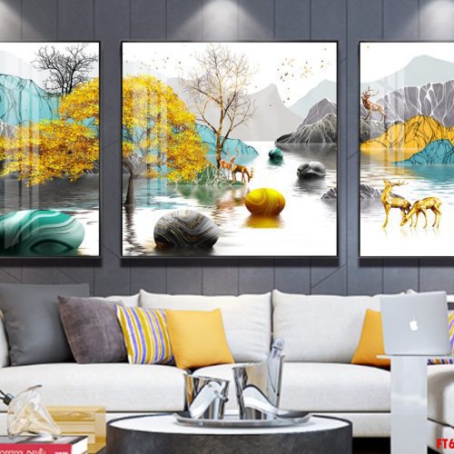 Tranh cây tài lộc và núi non FT60226