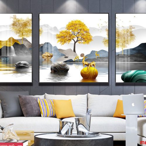 Tranh tráng gương nai vàng FT60230