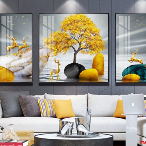 Tranh nai dưới cây tài lộc FT60246