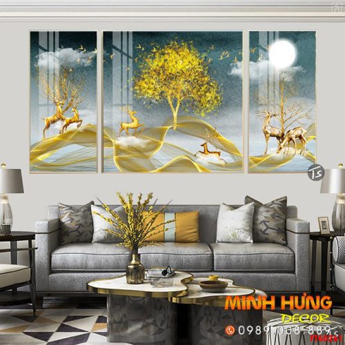 Tranh tráng gương hươu nai vàng FT60261