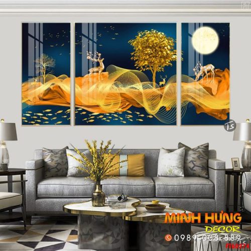 Tranh cây tài lộc và đàn cá FT60274