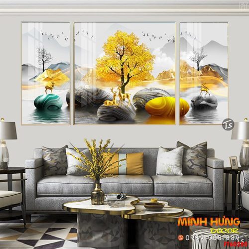 Tranh cây tài lộc và núi non FT60280