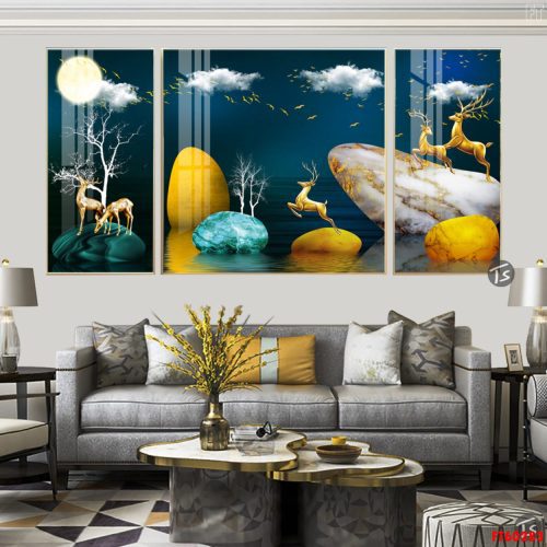 Tranh tráng gương hươu nai vàng FT60283