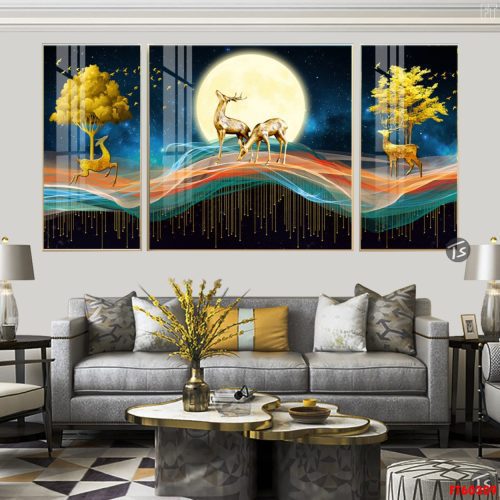 Tranh đôi nai dưới ánh trăng FT60309