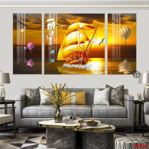 Tranh tráng gương thuyền buồm đẹp FT60327
