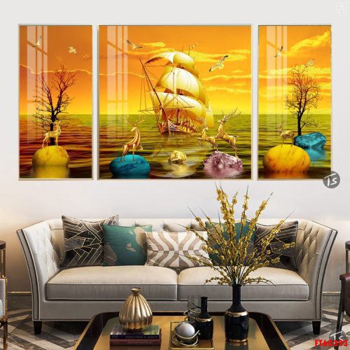 Tranh thuyền buồm dưới hoàng hôn FT60393