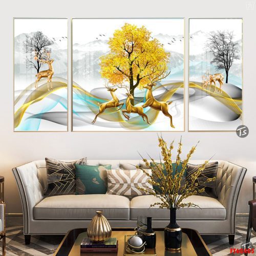 Tranh tráng gương nai nghệ thuật FT60405