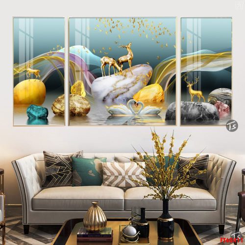 Tranh tráng gương đá pha lê đẹp FT60411