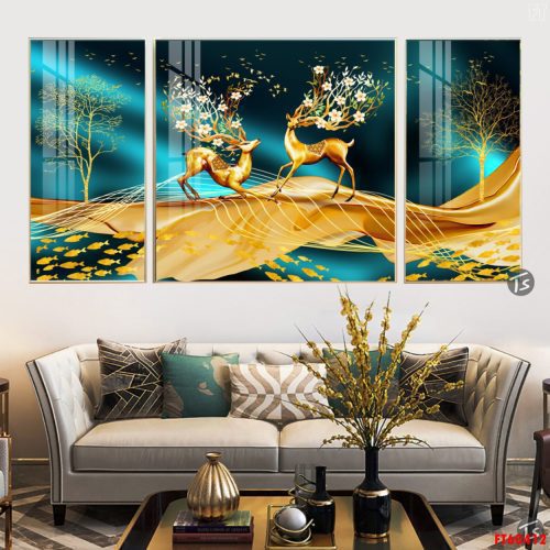 Tranh nai sừng hoa nghệ thuật FT60412