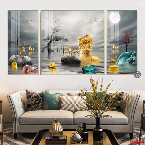 Tranh tráng gương bóng kiếng đá pha lê FT60414