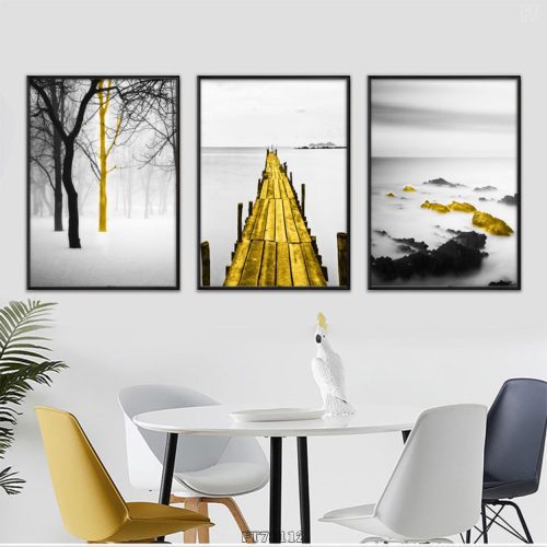 Tranh cây cầu dài và cây màu vàngFT78112