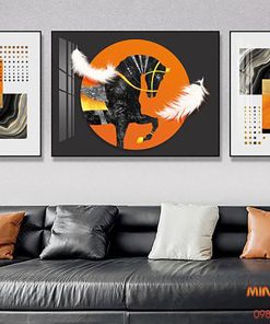 Tranh tráng gương hắc mã và hình học TGH9504