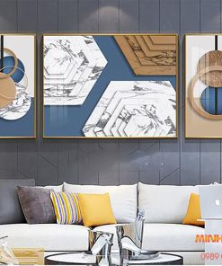 Tranh tráng gương hình khối marble TGH9508