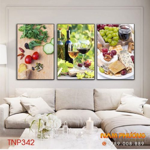 Tranh treo tường phòng ăn chai rượu TNP342