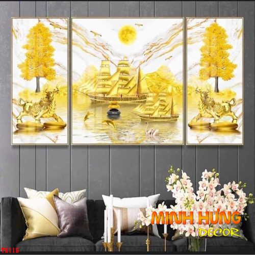 Tranh tráng gương Thuyền vàng TK115
