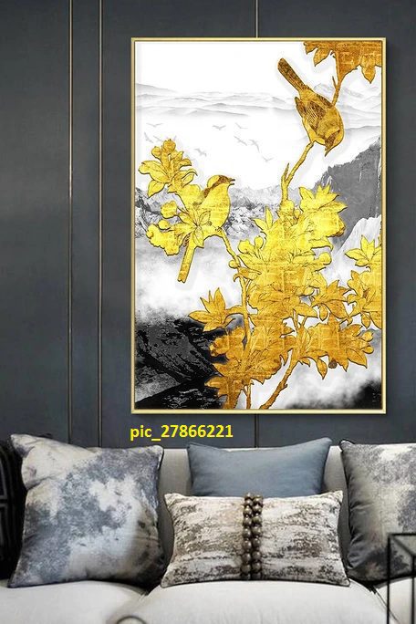 Trừu tượng chim và lá vàng pic_27866221