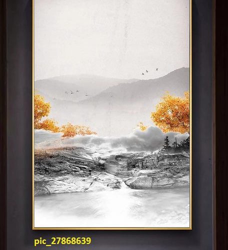 Phong cảnh núi non và cây lá vàng pic_27868639