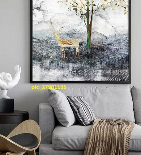 Trừu tượng nai đứng dưới cây lá vàng pic_27901135