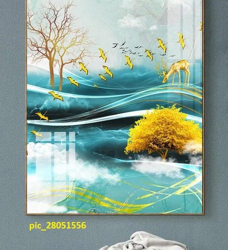 Tranh họa tiết nai tài lộc pic_28051556