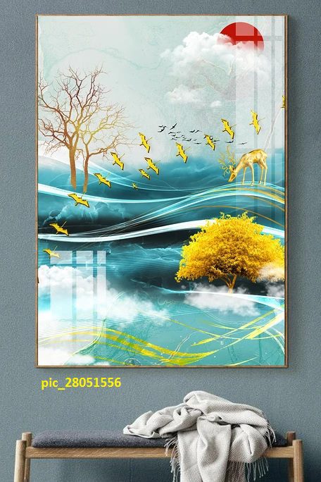 Tranh họa tiết nai tài lộc pic_28051556