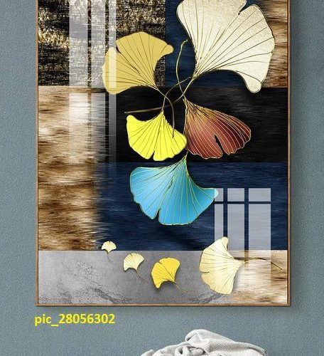 Tranh trừu tương lá rẻ quạt sắc màu pic_28056302
