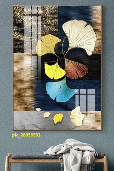 Tranh trừu tương lá rẻ quạt sắc màu pic_28056302