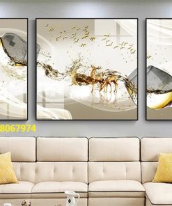 Tranh nai và ly rượu nghệ thuật pic_28067974