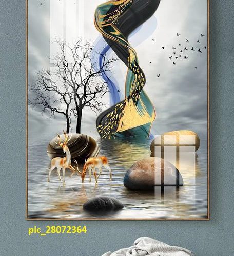 Tranh nghệ thuật đôi nai pic_28072364