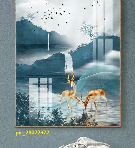 Tranh trang trí sơn thủy và hươu nai pic_28072372